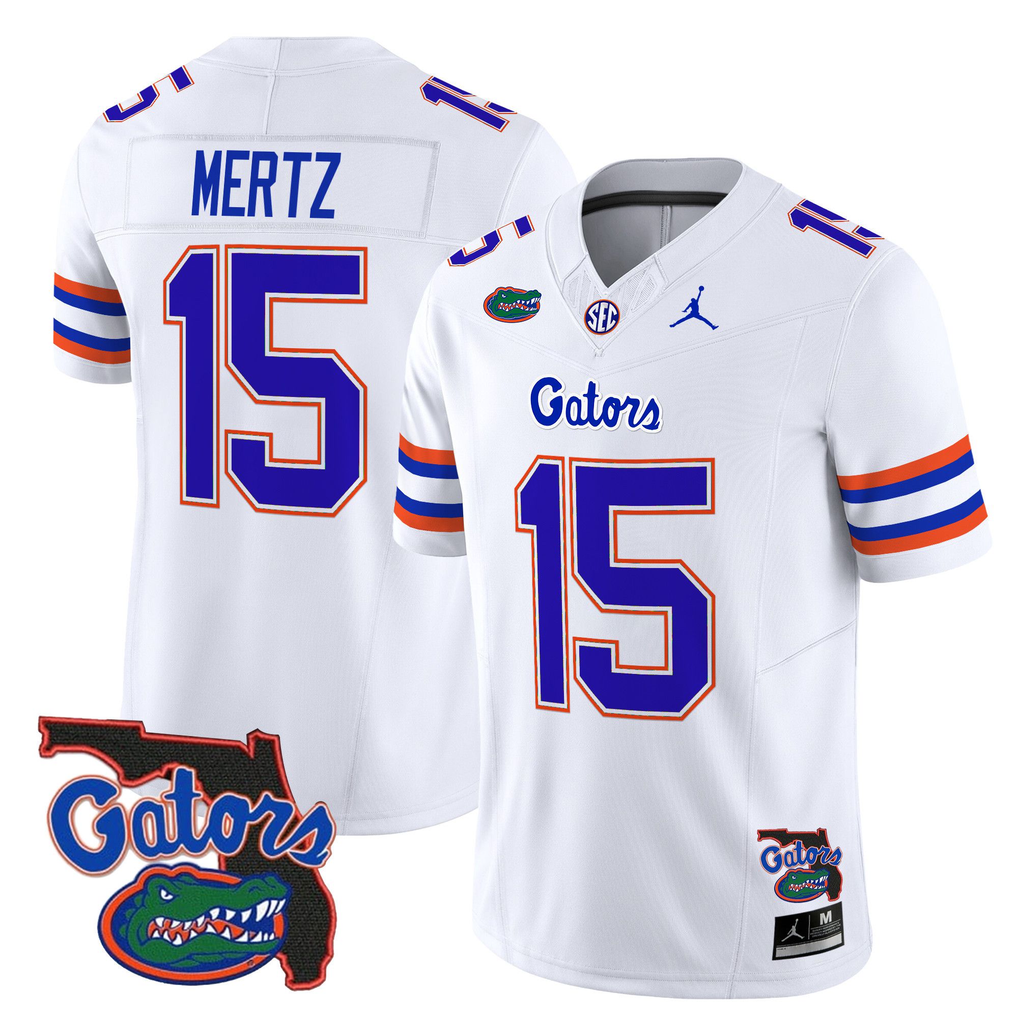 Men Florida Gators #15 Mertz White 2024 Florida Patch Vapor Limited NCAA Jersey